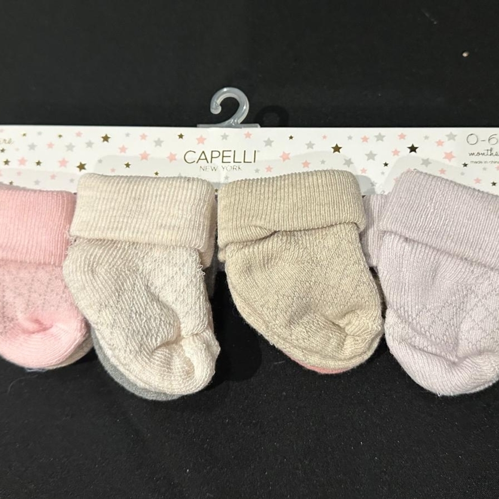 Capelli of New York Infant Socks - Pink, Cream, and Light Gray